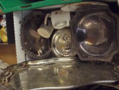 Box of plated ware and others