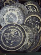 Box of blue and white plates
