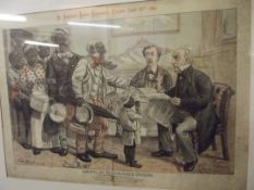 Early framed print, titled 