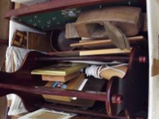 Various items, predominately treen, magazine rack,