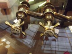 Pair brass hot and cold taps, Rudge & Co