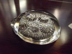 Signed glass paper weight, ladybird