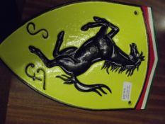 Cast iron Ferrari sign