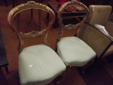 Pair of Victorian balloon back chairs