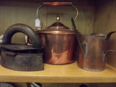Copper kettle, vintage coal iron and helix copper