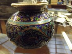 Indian silver cloisonne vase