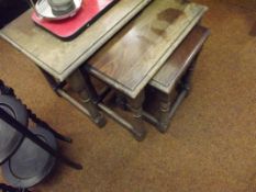 Nest of three oak tables