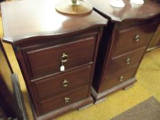 Pair of three drawer mahogany effect side drawers