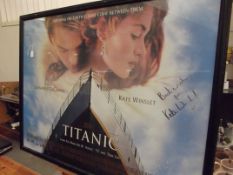Large Titanic film poster signed Kate Winslet