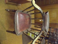 Late Victorian smokers' bow chair with studded sea