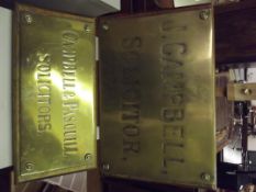 Two brass solicitors wall plaques