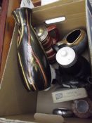Box of ceramics to include a German vase