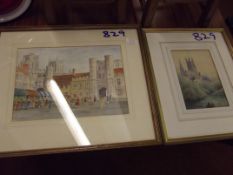 Two framed watercolours, both signed