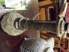 Cornish serpentine stone table lamp for rewiring,