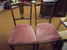 Pair of Edwardian marquetry inlaid chairs
