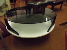 Retro smoked glass top coffee table with under tie
