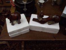 2 Glenneagles studio figures, cat and elephant (bo