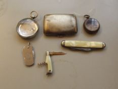 Silver pocket watch case, Guiness penknife, silver