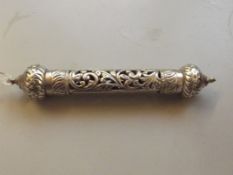 Victorian white metal scroll holder