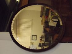 Edwardian mahogany framed circular bevel edged wal