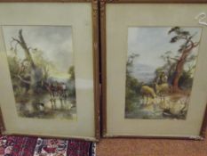 Two watercolours signed H C Baldwin, 1913