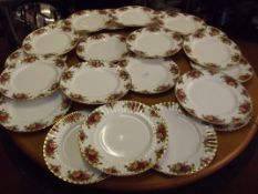 Set of 22 Royal Albert Country Rose pattern dinner