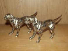 Pair of silver plated hounds
