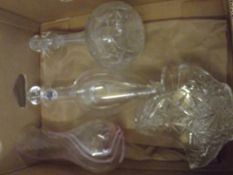 2 decanter and 2 other pieces of glassware