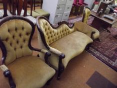 OIder reproduction chaise lounge with two matching