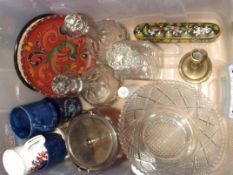 Assorted items; wine decanters, commemorative ware