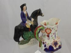 Miscellaneous Porcelain and Stoneware, including a Staffordshire Flat Black Figure of Dick Turpin,