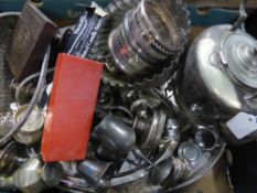 Quantity of Silver Plate, including candelabra, wire fruit basket, bottle coasters, spirit kettle