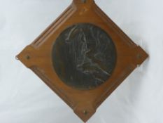 A Circa 1920 Huguenin (French) Bronze Plaque, in shallow relief depicting Fisherman, displayed on