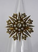 A Lady's Victorian 9ct Gold, Seed Pearl and Old Cut Diamond Star Ring, 1 x Old Cut Dia, approx 10