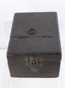 A Continental Mahogany Campaign Shaving Box and Mirror.