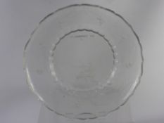 A Glass Fruit Plate, with decorative oak leaf border with a hunting scene.