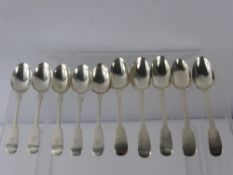 Six Silver Victorian Tea Spoons, rat rail design together with five solid silver Irish tea spoons,