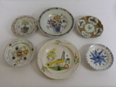 A Collection of Six Miscellaneous Dutch 18th Century Bowls and Plates, including four 6