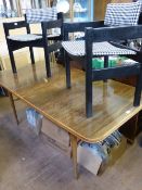 A Gordon Russell Teak and Rosewood Dining Table, with twin wishbone stretchers, approx 172 x 85 x 73