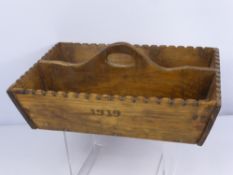 An Oak Hand Carved Garden Trug dd 1919.