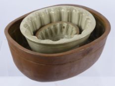 Three 19th Century Graduated Ceramic Terrine Moulds, one having a design. (3)