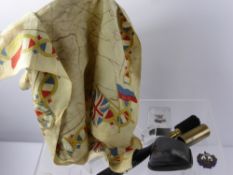 A Gentleman's Lot, a silver and enamel Egypt Essex Regiment Cap Badge together with a WWI cotton