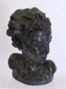 Ron Moll Contemporary Bronzed Cold Cast and Resin Bust of a Young Girl, entitled 