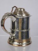 A Circa 1800 Sheffield Plate Rib Lid Lid Tankard, the tankard having applied oak leaf design to