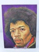 An Original Oil on Canvas, depicting Jimmy Hendrix, initialled bottom right 