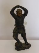 A Metal Cast Figure of a Japanese Samurai, approx 42 cms