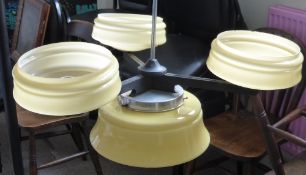 A Vintage Art Deco Aluminium and Glass and Chrome Light Fitting.