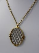 An 18 Ct Yellow and White Gold and Diamond Lattice Pendant, 750 hallmark on 9 ct gold chain,