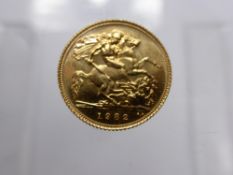 A 1982 Elizabeth II Solid Gold Half Sovereign.