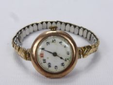 A Lady's Vintage 9 ct Gold 375 Hallmark Rolex Wrist Watch, the watch case stamped 